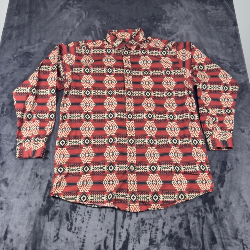 Ariat Button Down Shirt Mens XL Tall Red Southwestern Geometric Long Sleeve